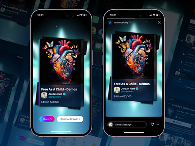 Vault Music - Share Out Edition Card app app design brand clean design edition card graphic design interface music music app product design rare share share sheet simple special ui ui design ux ux design