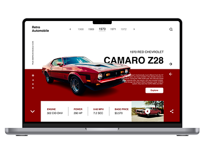 Automobile Website Landing Page camaro carwebsite design figma landingpage opentowork red retro ui uidesign uiuxdesign userexperience ux