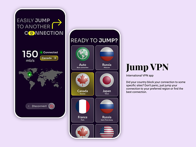 Jump VPN - VPN App UI Design appdesign uidesign uiinspiration uiuxdesign vpn vpnapp