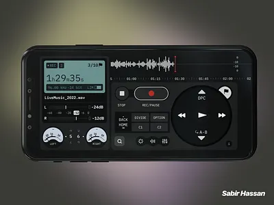 Voice Recorder app concept dashboard design digital panel