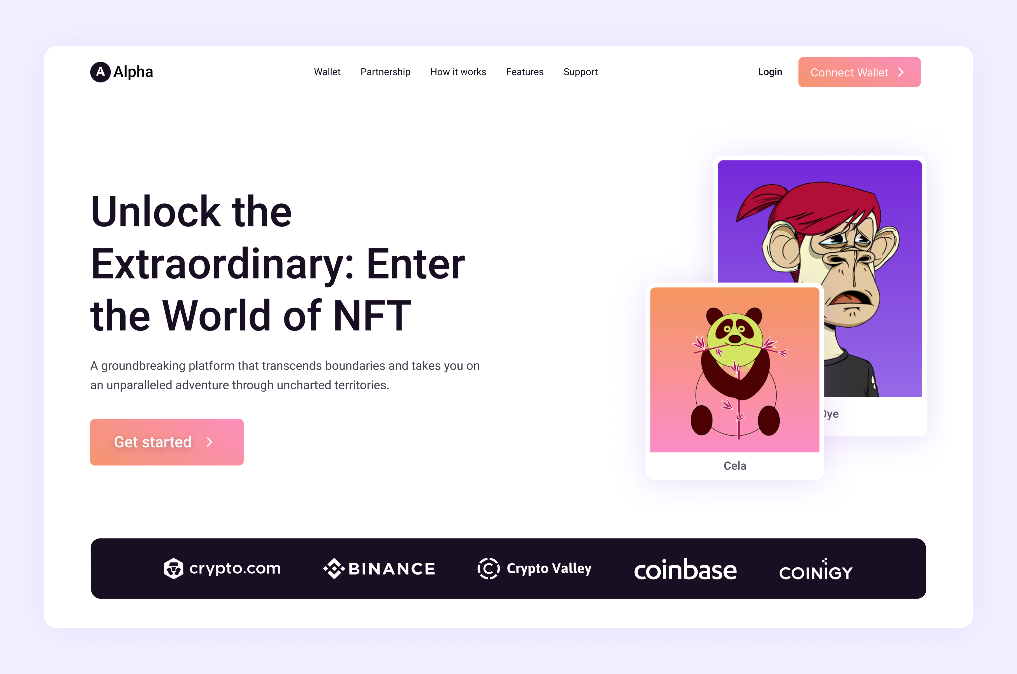 NFT,Home header branding design flat graphic design header motion graphics nft ui ux