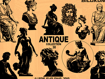 Antique Greek Sculptures, Classic Greek Statue, SVG BUNDLE ancient greek columns vector ancient greek sculptures antique monument antique torso vector classic greece culture vector cut file svg file vector file venus miloska svg