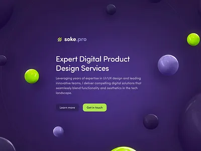 Soke.pro: Hero Section Composition glow landing page portfolio product design soke sokepro sphere spheres ui ux web web design
