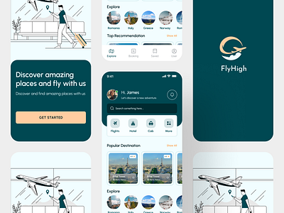 Travel Flight Mobile App Design graphic design landing page travel app ui