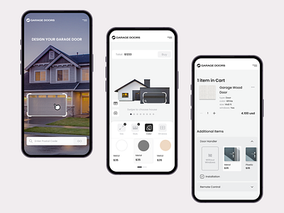 AR garage door customizer design digitalagency illustration research ui ux