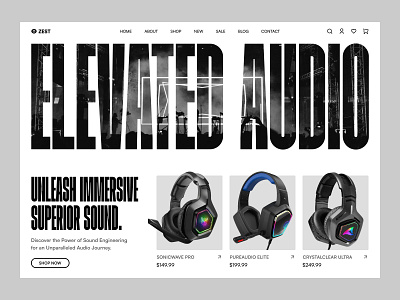 Zest | E-commerce Headphone Website bold typography clean ui design ecommerce website headphones headphones ecommerce website headset website homepage minimal music sound ui ui design website