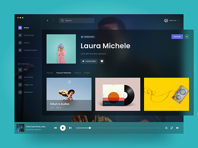 Music player - Dashboard dark mode dashboard design illustration music music app music player app rizki agus spotify ui ui design ux design