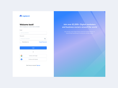 Dashboard login page for digital marketers branding dashboard dashboard login design login login page ui ux