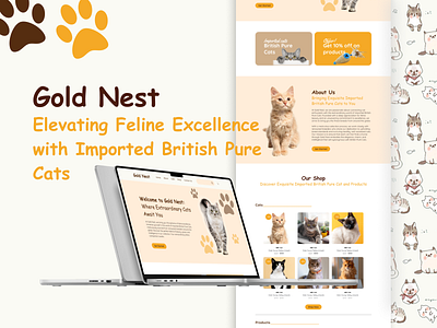 "Gold Nest: Imported British Pure Cats of Distinction" banner branding british cats british cats website british pure cats design graphic design illustration imported cats logo pet pet website ui uiux ux web design