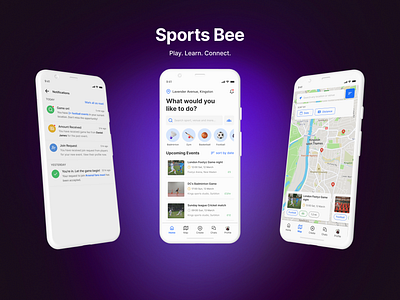 Connecting sportspersons - Sports Bee adobe xd booking design figma motion graphics playtime sports sports app sports bee sportspersons