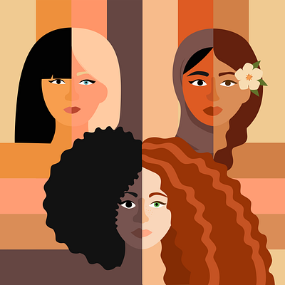 Racial diversity african asian caucasian design different diversity latino race same skin color vector illustration