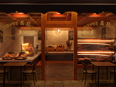 "Loaves & Buns." 3D Bakery Scene. 3d 3dart architecture archviz art asthetic blender branding design interior interior design maya