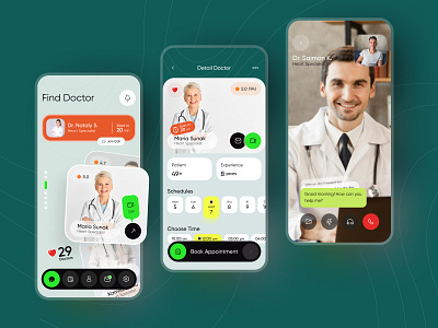App Find Doctor app doctor fitness graphic design green health menu mobile navigation ui ux