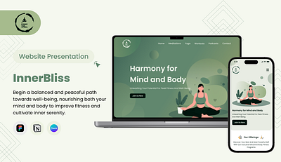 InnerBliss Website Presentation innerbliss meditation mental health mindfulness ui website presentation workouts yoga