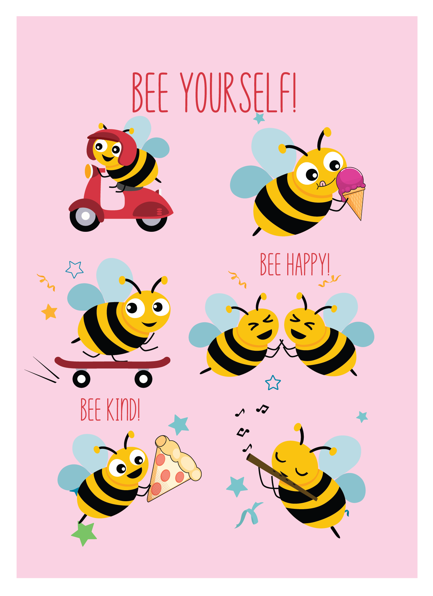 bee yourself bee children s illustration cute digital illustration happywibes illustration summerwibes