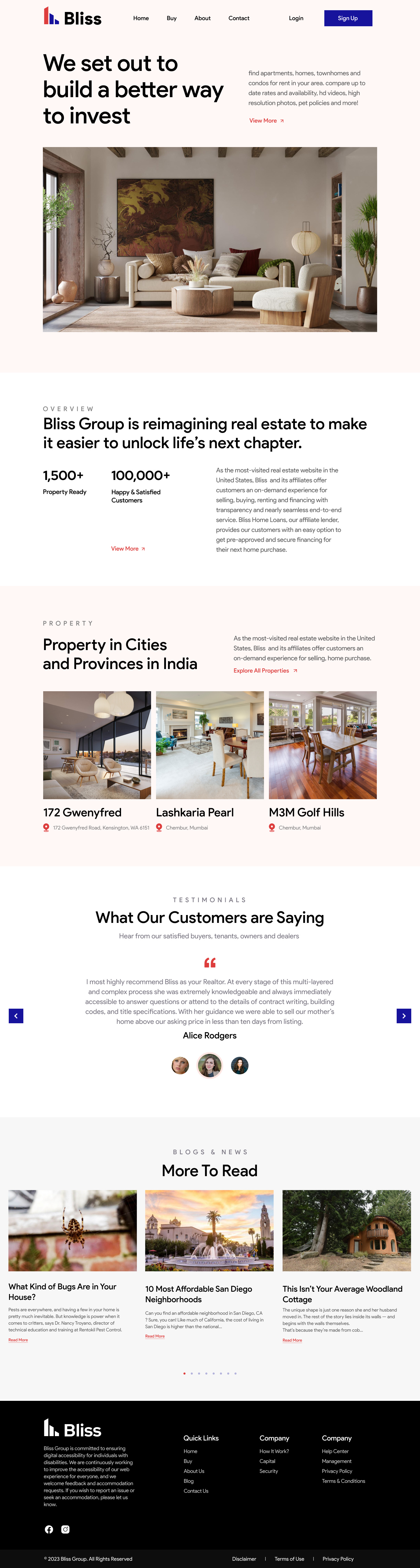 Bliss Real Estate site Design by Ashutosh Jani on Dribbble