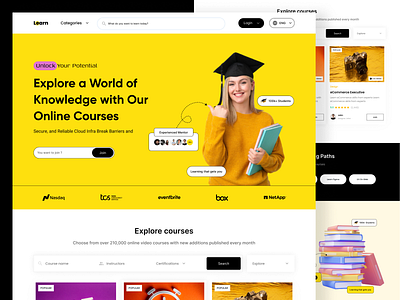 Online course & learn landing page branding color colors course design desing e learning illustration learning logo product design search ui