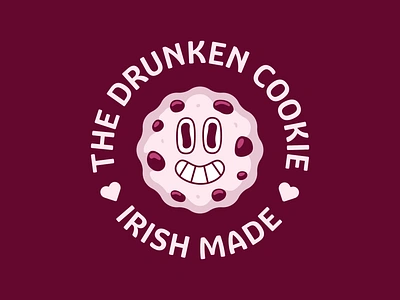 The Drunken Cookie logo branding circle cookie cookies drunken face flat friendly gif graphic design identity illustration irish local logo mark mascot motion small business stamp