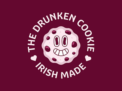 The Drunken Cookie logo branding circle cookie cookies drunken face flat friendly gif graphic design identity illustration irish local logo mark mascot motion small business stamp