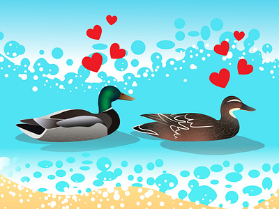 ROMANTIC DUCKS adobe illustrator animal design duck graphic design illustration vector vector graphic
