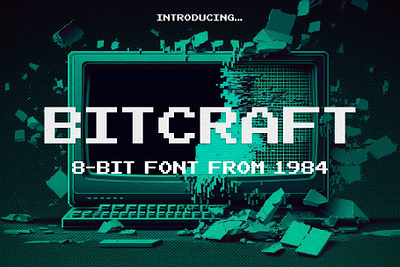 Bitcraft - Computer Pixel Font 8bit arcade branding design digital font futuristic game gameboy geometric graphic design illustration logo pixel poster retro sega typeface video game vintage