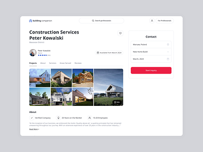 Home Building Inquiry airbnb builder clean construction company construction inquiry diy flow home house house construction house inquiry inquiry flow marketplace minimal rwd simple uber ui web wizard flow