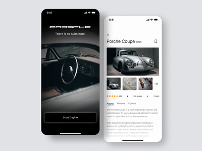 Car Showroom App car clean design gallery home information minimal mobile mobile design monochrome onboarding online product product page shopping ui user interface ux