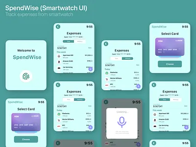 SpendWise (Smartwatch UI) ⌚️ app art branding design expenses graphic design growth illustration logo productdesign smartwatch smartwatchui trackingexpenses typography ui ux vector web webdesign