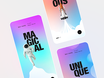 Onboarding screens for mobile application app app designer colorful future galaxy gradient magical mavellous mobile app onboarding onboarding screens payment technical ui ui app design ui design uiux uiux design unique wallet