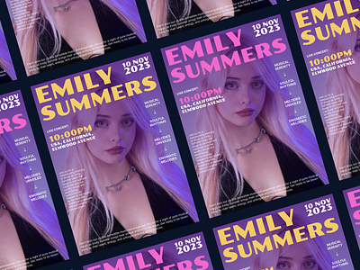 Music Cover Poster - Emily Summers branding cover design girl graphic design illustration minimal music orange pink poster purple shweden sweden ui ux web yellow