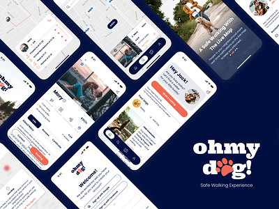 Oh My Dog! - Dog Walking App application dog walking app research student project ui ux
