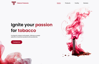 Tobacco Treasures · Tobacco Shop Landing Page Concept brand branding classic clean concept design ecommerce home homepage interface landing page minimal red shop simple ui ux web website