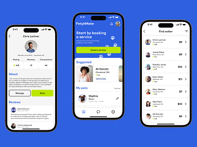 FetchMate Pet Care App app branding design experience design interface pet product design ui ux