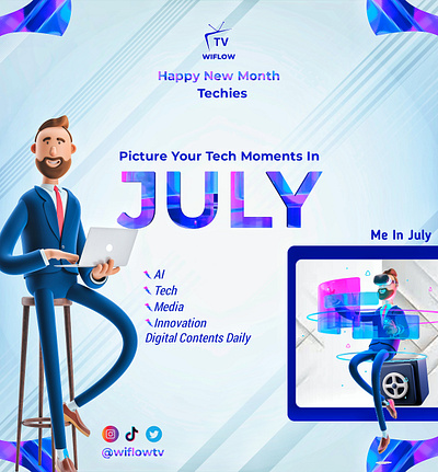 Happy New Month from Wiflow TV 3d branding graphic design new month wiflowtv