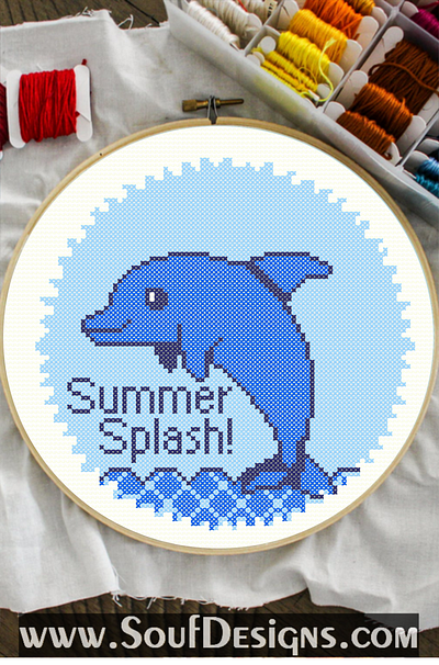 Dolphin Summer Embroidery Cross Stitch Pattern embroidery