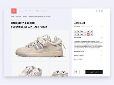 ADIDAS ORIGINALS • SNEAKER STORE CONCEPT design ecommerce online store shoes sneakers ui ux web design web interface
