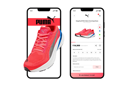 PUMA Product page - Redesign appdesign branding productpage puma red redesign runningshoes shoes ui uidesigner ux