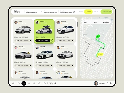 Carbase Tablet App app car design driver graphic design map rent schedule tablet taxi trip ui user ux