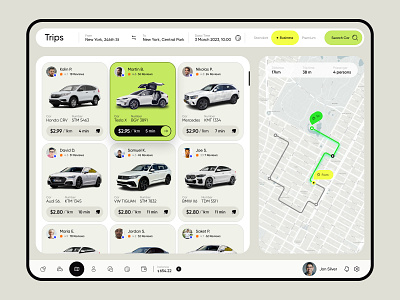 Carbase Tablet App app car design driver graphic design map rent schedule tablet taxi trip ui user ux