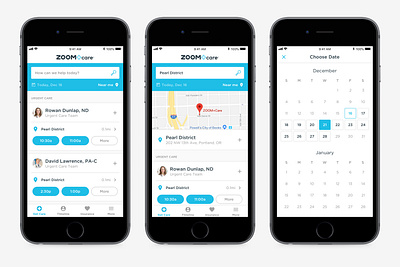 ZoomCare Scheduler App app branding ios ui ux