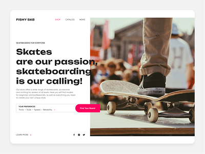 FISHY SK8 • SKATESHOP CONCEPT design ecommerce interface online store skate skateboard skateboarding ui ux web design web interface web store