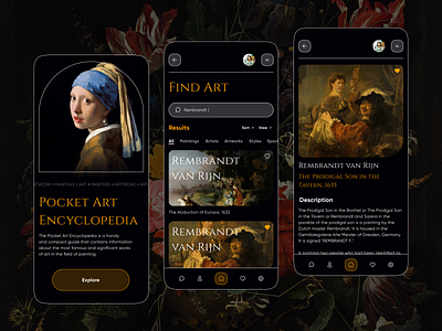 POCKET ART ENCYCLOPEDIA • APP CONCEPT app app design app interface art artist design encyclopedia painting picture product ui ux