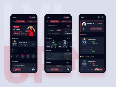 LVLUP - Gaming Progression app design e sport esports gaming imporve interface kyran leech lvlup responsive ui valorant