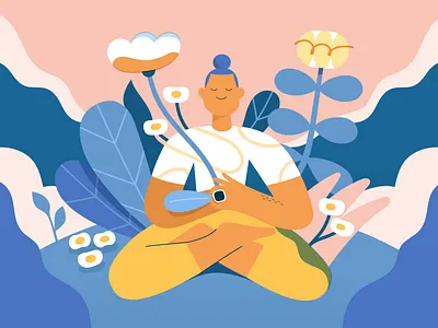 Breathe branding character design design fun illustration mindful pop vector