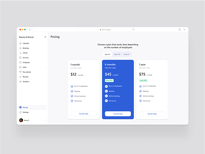 Pricing plans b2b clean crm dashboard design figma interface minimal payment pricing plans product design subscription tabs ui ui design ux web