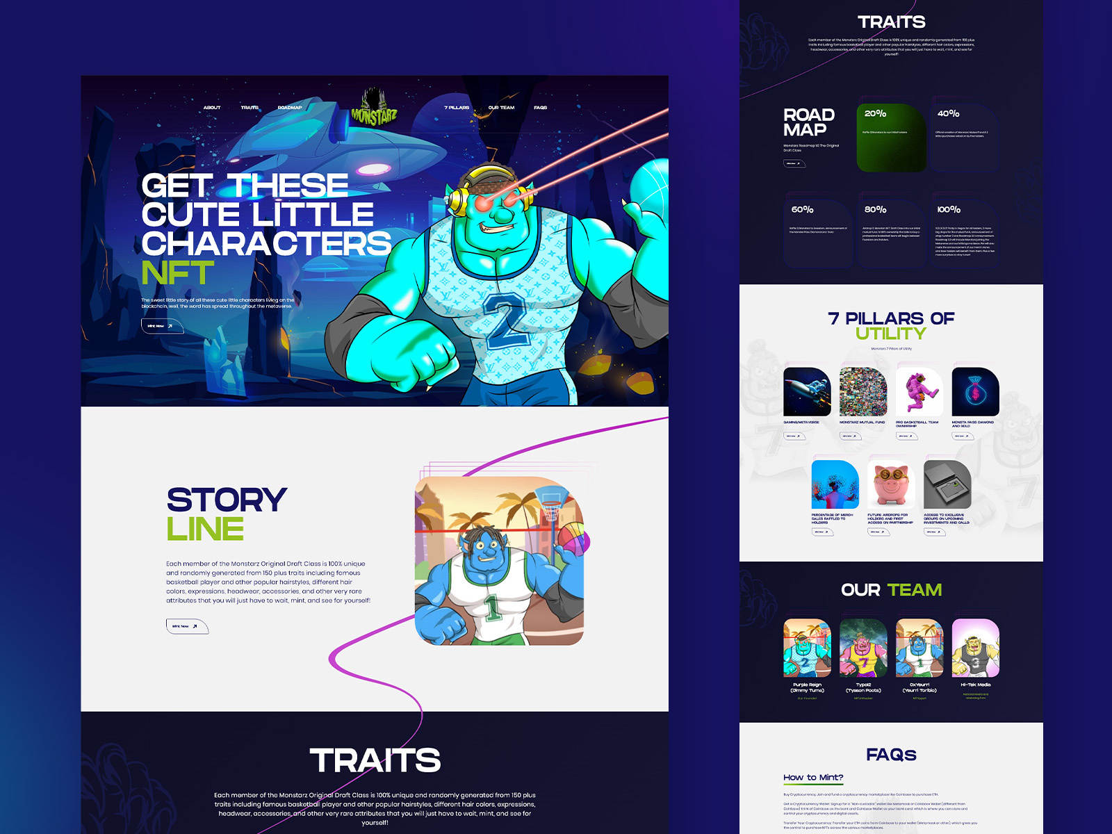 Monstraz NFT Ui Design creative ui landing page monstraz nft nft website ui ui design ui ux