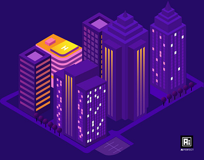 Mesmerizing view of City in Night app branding design graphic design illustration logo typography ui ux vector