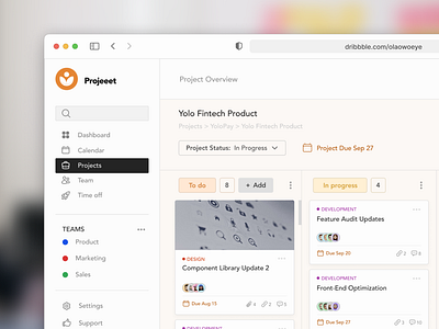 Project management dashboard - Projeeet concept app dashboard dashboard design design ui ui design visual design web ui