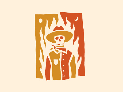 Welcome to Texas art dead fire heat hot illustration moon procreate red skull sun texas texture vector western
