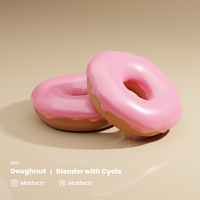 3D Doughnut with Pink Creamy 3d 3d art 3d icon 3d modelling b3d blender3d cream doughnut gameart illustration lowpoly lowpoly3d pink stylized